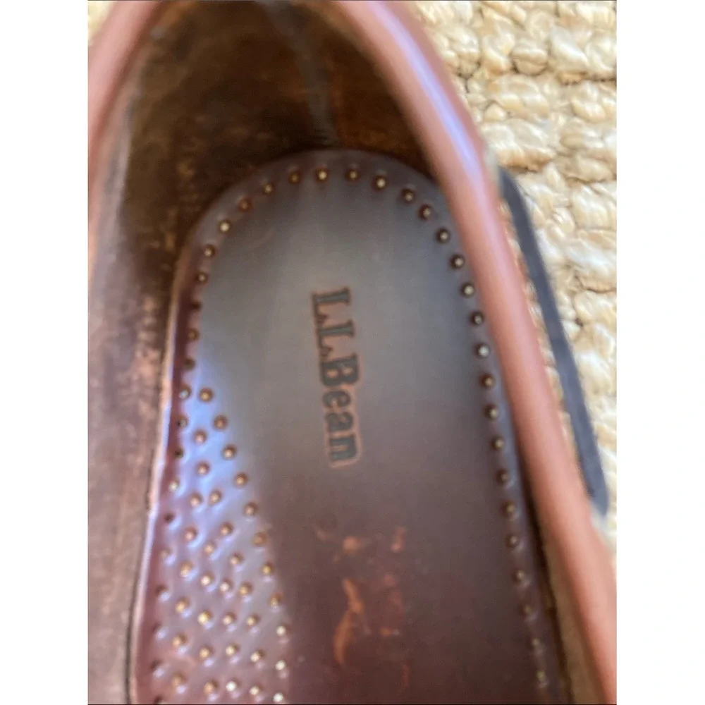 L.L. Bean Men's Chestnut Brown Leather Boat Shoe Size 10.5D Loafers‎ Slip On